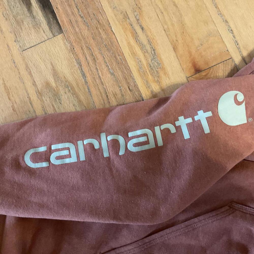 Carhartt Midweight Logo Sleeve Graphic Hoodie - Crabapple Clay  Size Large - Picture 3 of 4